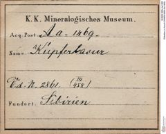 Etiketten zu Azurit (NHMW-MIN-Aa1469)